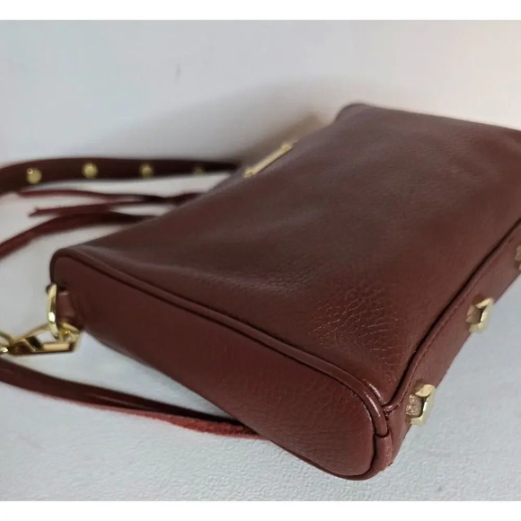 Rebecca Minkoff Mini 5 Zip Crossbody Genuine Leather Purse Bag Moto WHISKEY RED - Picture 6 of 14